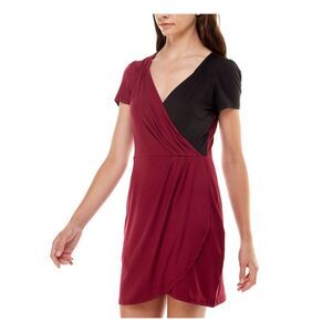 ULTRA FLIRT Womens Burgundy Pullover Short Sleeve Short Dress L